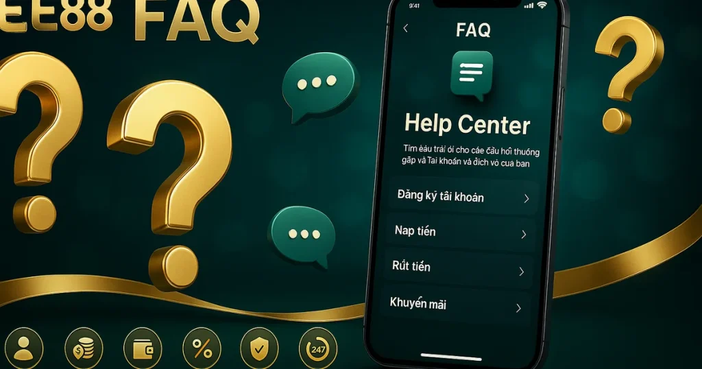 Banner Câu Hỏi Thường Gặp EE88 – FAQ giải đáp nhanh nhà cái EE88 2026