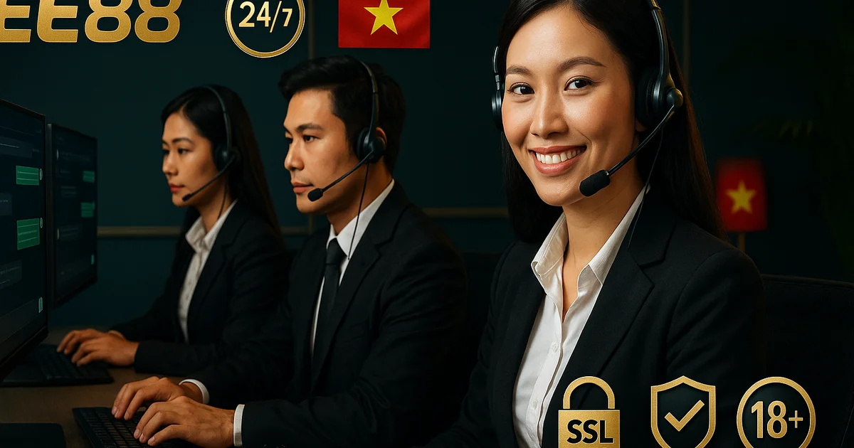 Banner Chăm Sóc Khách Hàng EE88 — CSKH trực tuyến 24/7 tiếng Việt hỗ trợ nạp rút và tài khoản 2026