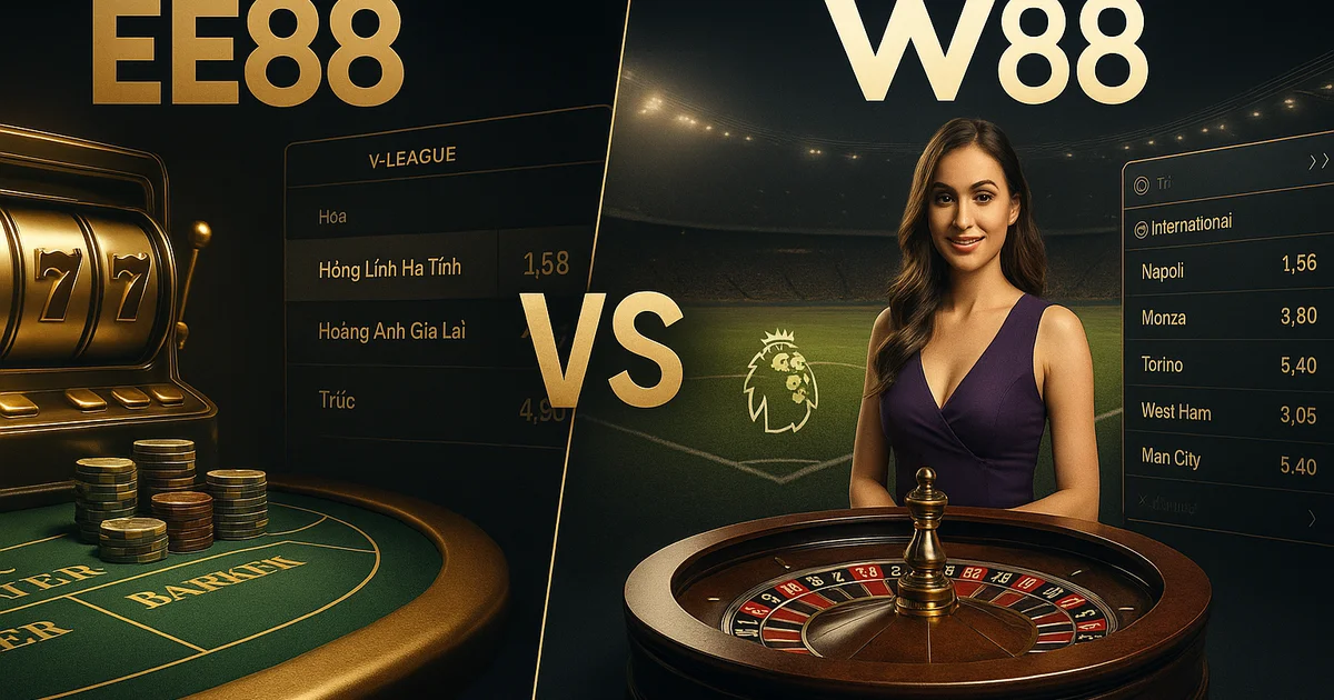 So sánh thể thao và casino EE88 vs W88 — kèo bóng đá và live dealer 2026