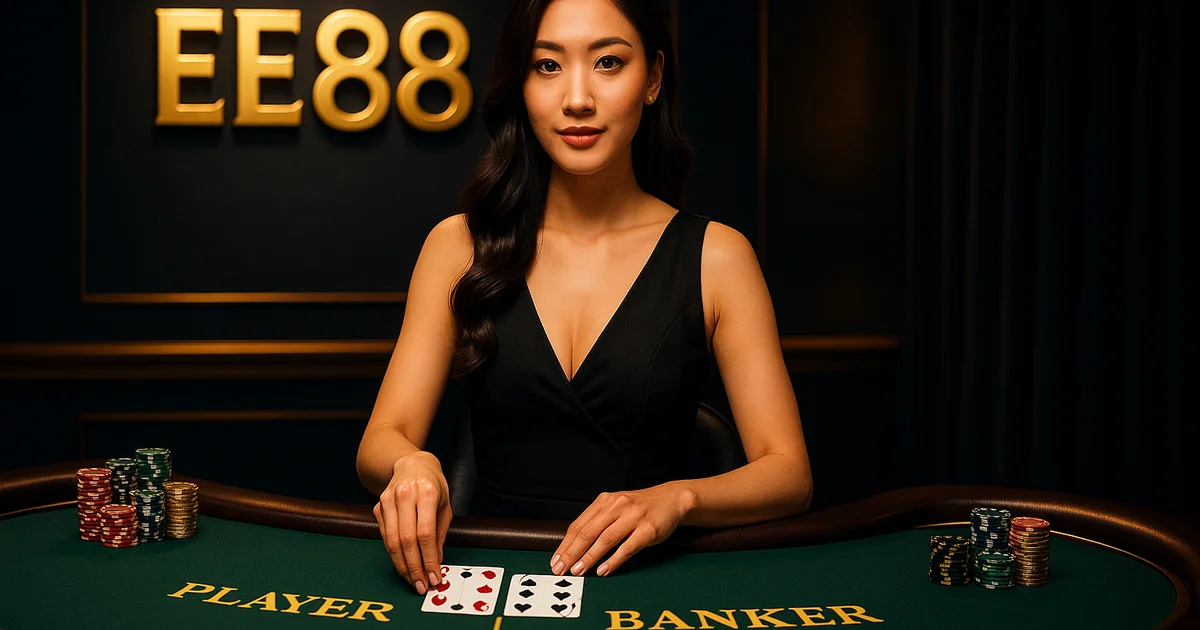 Live Baccarat tại EE88 Casino — bàn dealer chuyên nghiệp